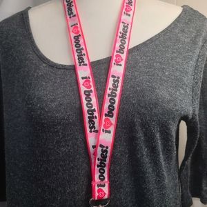 I love Boobies Long Lanyard With Charm